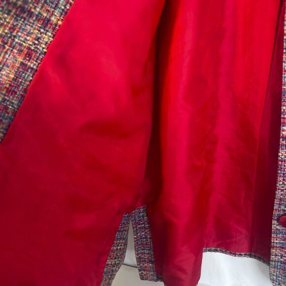 Nordstrom Colorful Tweed 100% Silk Blazer Jacket Lightweight Bold Maximal Sz XL - Picture 2 of 11